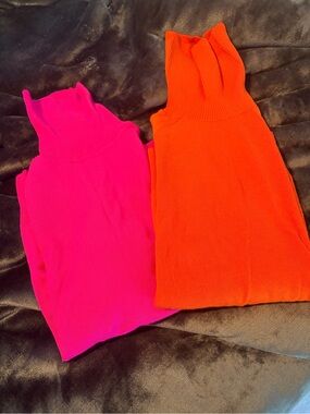 J. Crew Women's Turtleneck Sweaters in Hot Pink and Bright Orange- merino wool